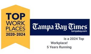 Tampa Bay Times announcing Spoor Bunch Franz as a 2024 Top Workplace, 5 years running.
